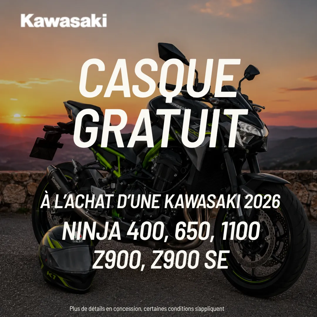 Un cadeau GRATUIT à l'achat d'une Kawasaki