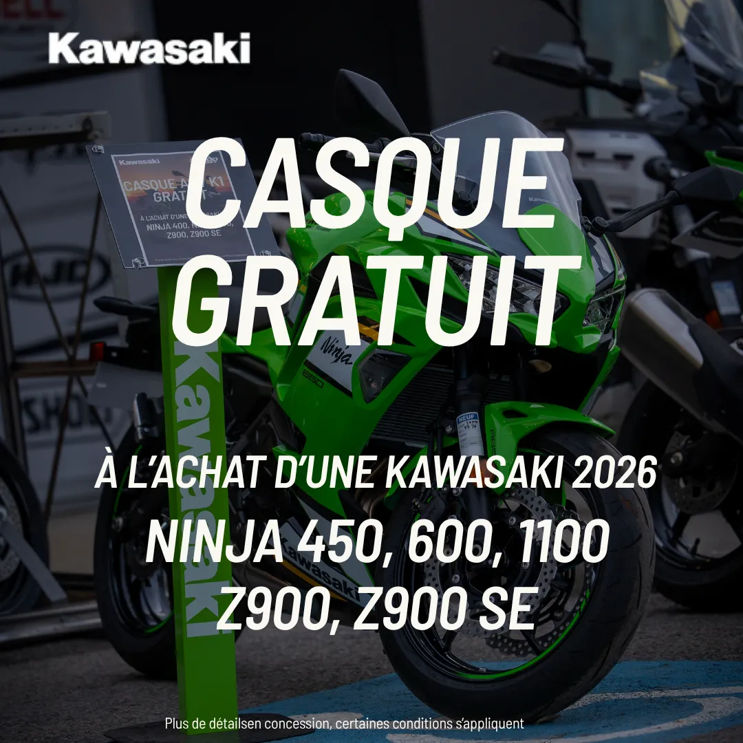 Un cadeau GRATUIT à l'achat d'une Kawasaki