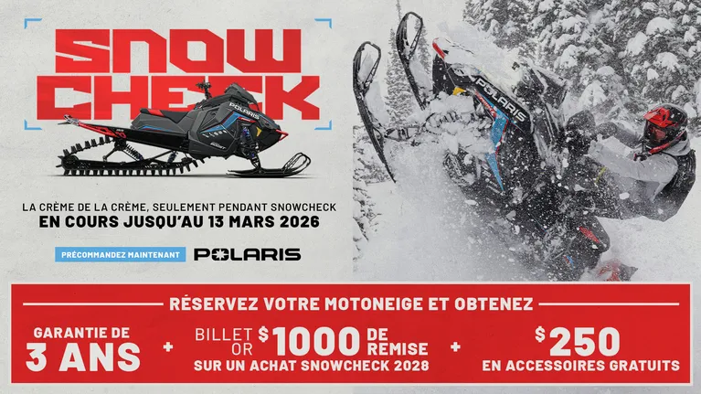 Motoneige Polaris 2027 personnalis&eacute;e via SnowCheck avec couleurs et options exclusives